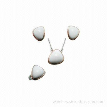 2014 fashion silver with stone earring, pendant and ring set, OEM/ODM is welcome, jewelry for women